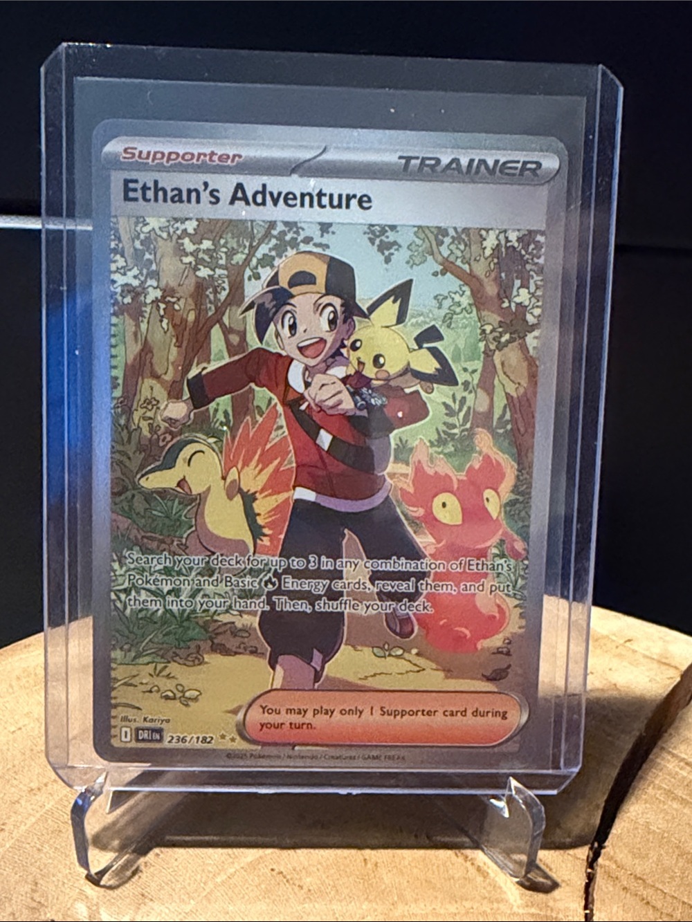 Pokemon Ethan's Adventure Trainer Card — red, yellow, green, brown